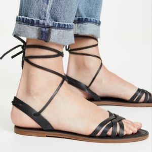 Madewell The Boardwalk Woven Lace-Up Black Sandal